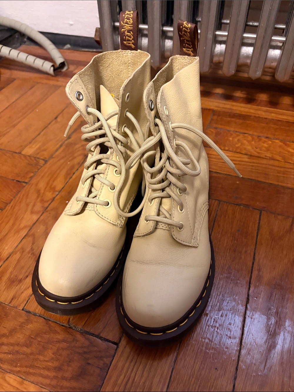 Pale yellow Dr. Martens